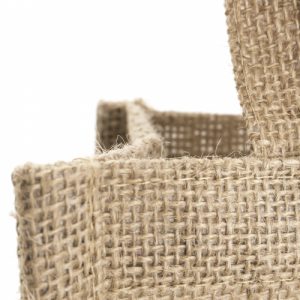 bolsa yute doble botella con ventana detalle tejido