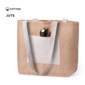 Bolsa de Yute con Bolsillo Frontal de Algodón