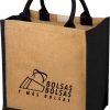 Bolsa Tote de Yute Sostenible 7 Bolsa de Yute con Detalles en Negro Vista Latera con serigrafia 1