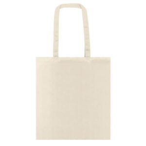 Bolsa de algodón 140 g/m² 42x38 cm con asas largas natural – vista frontal