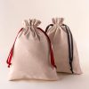 Bolsa de algodón 140 g/m² con cintas de terciopelo 4 Bolsas de presentacion elegantes en algodon con cierre de terciopelo