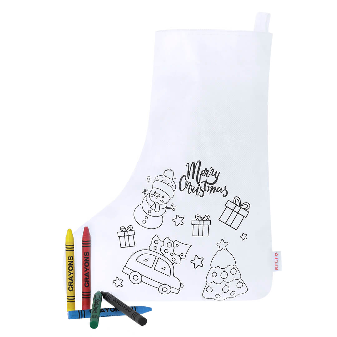 Calcetín Navideño de Non-Woven RPET para Colorear 1 Calcetín Navideño de Non-Woven RPET para Colorear