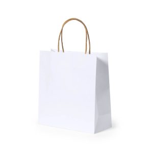 Bolsa de Papel Reciclado Blanca | Asas Cortas Reforzadas