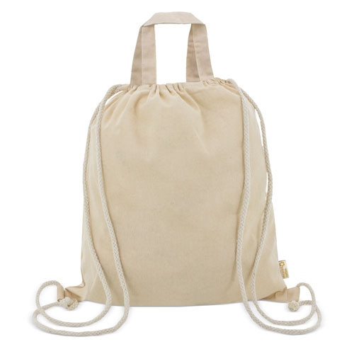 Bolsa mochila de algodón reciclado 1 Bolsa mochila de algodón reciclado