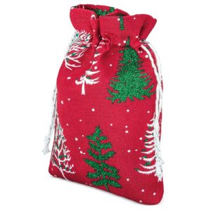 Saquito navideño 10×14,5 cm | Poliéster con cierre de cordón