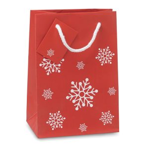 Bolsa Pequeña Roja con Estampado de Copos de Nieve